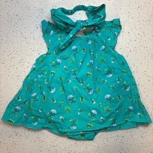 Tommy Bahama Teal Floral Baby One-Piece with Neck Tie